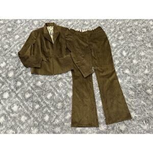 Bill Burns Green Corduroy Blazer and Pants Set Size 8 FLAW